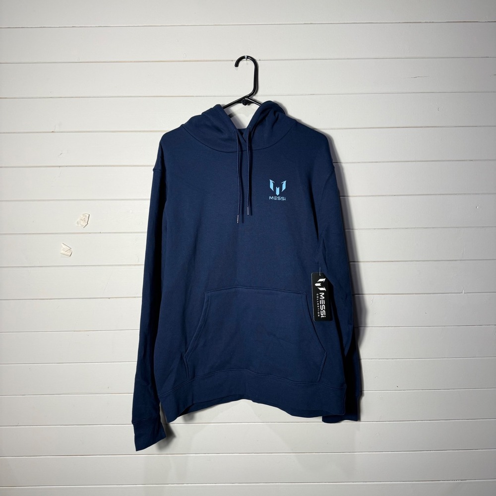 Messi Collection Mens‎ Navy Blue Graphic Pullover Hoodie Large Soccer  NWT